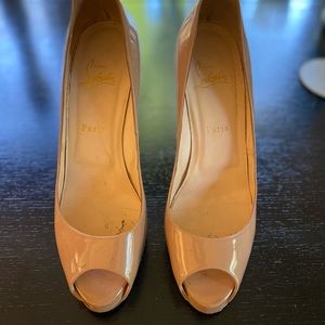 Christian Louboutin Nude Patent Red Sole Pump